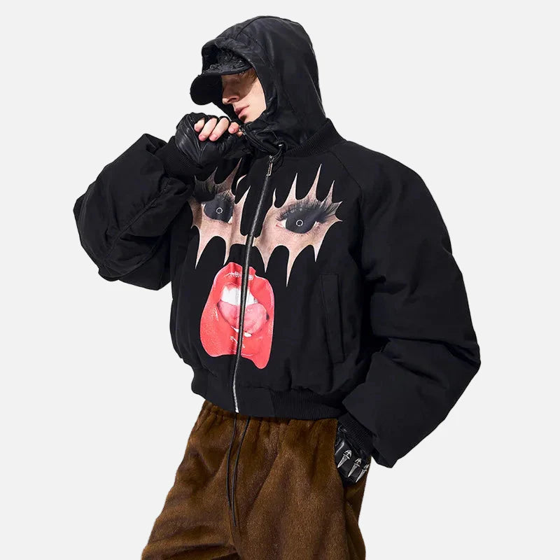 Dicke, gemusterte Baseball-Steppjacke