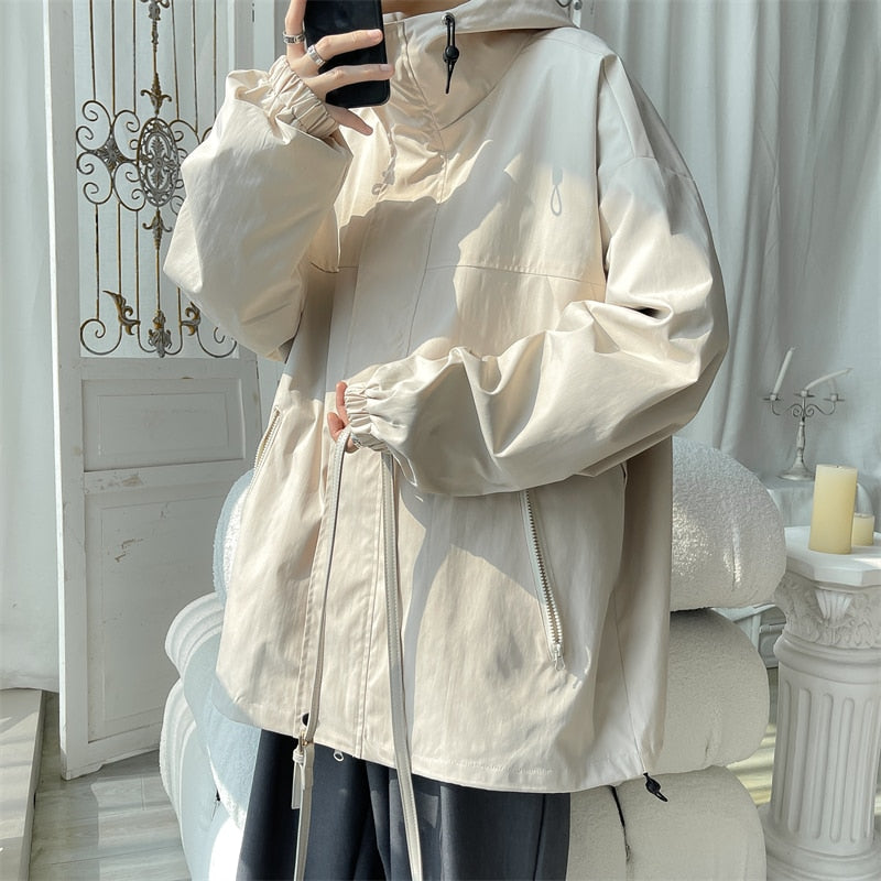 Kapuzen-Windjacke, lockere Passform