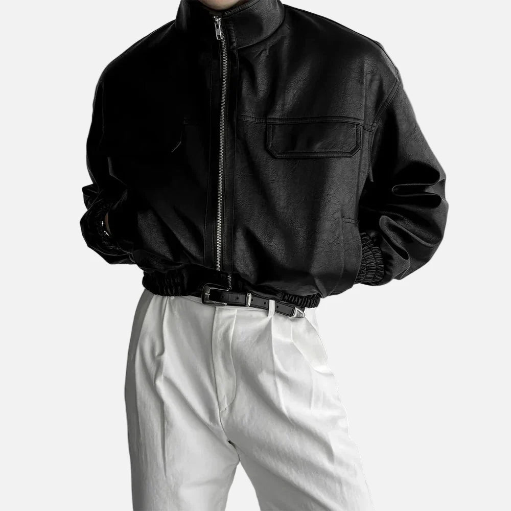 Trendige Motorrad-Pilotenjacke aus PU-Leder