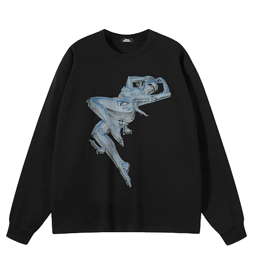 Sweatshirt mit tanzendem silbernen Roboter