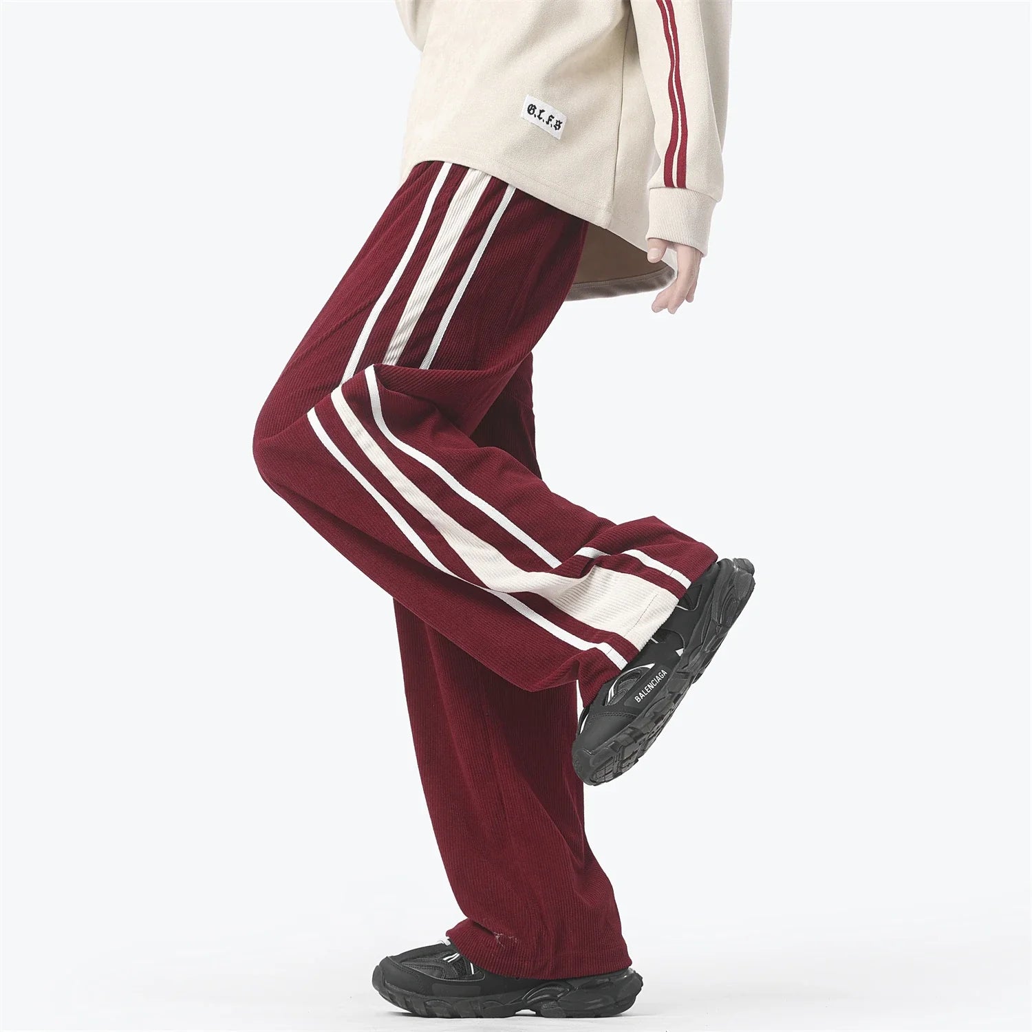 Winter Y2K Cord-Sport-Jogginghose mit weitem Bein