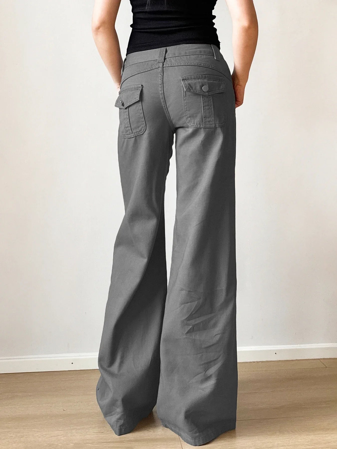 Vintage graue Cargo-Jeans mit lockerer Passform