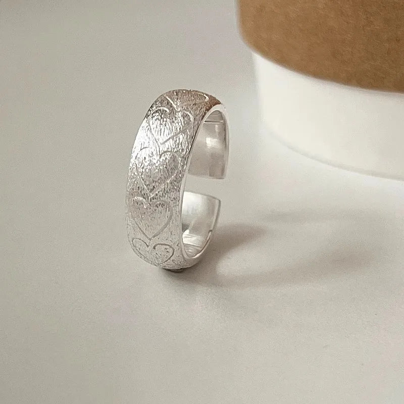 Heart Link Geometric Punk Stackable Ring