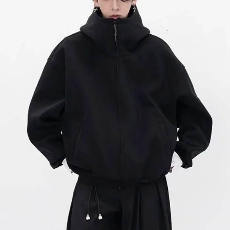 Sweatshirt im japanischen Stil mit breiten Schultern und Reißverschluss