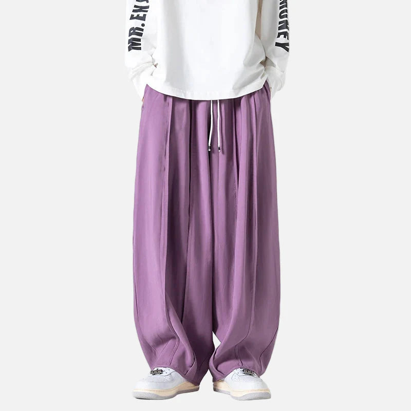 Modische Jogginghose mit hohem Bund, weitem Bein und einfarbigem Design