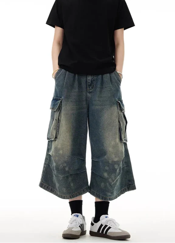 Jeans-Shorts im Vintage-Stil aus gewaschenem Denim