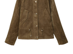 Upgrade your layering game with this luxe faux suede hooded jacket, featuring a high-neck design and adjustable drawstring hem for a premium streetwear fit.