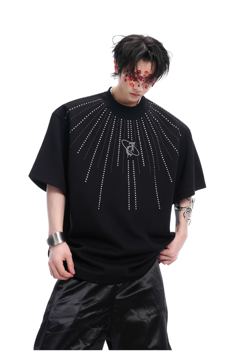 T-shirt à motif strass intégral