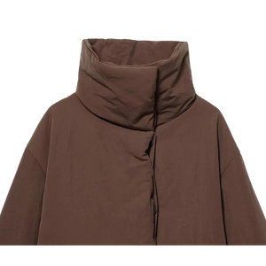 Brown jacket with a high collar on a white background