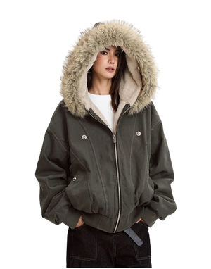 Stay warm and stylish in this oversized streetwear parka, featuring a plush faux fur lining and hood for the ultimate cozy winter look.