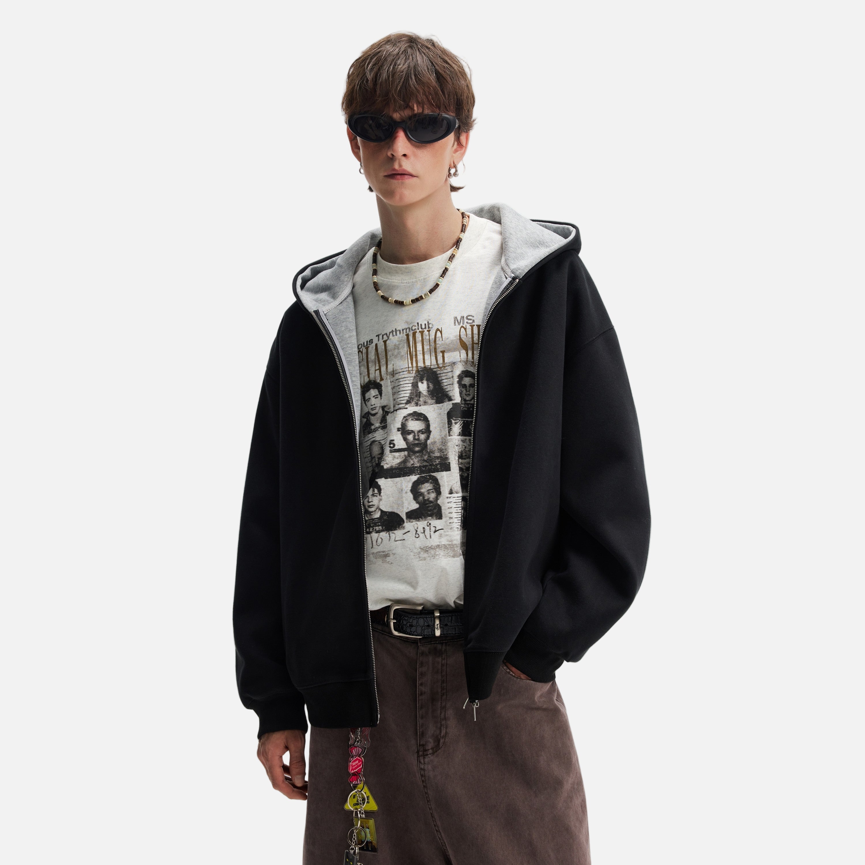 Streetwear Kapuzenpullover mit doppeltem Reißverschluss