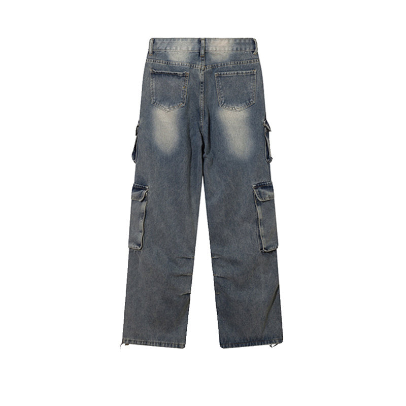 Puppy Graphic Multi-Pocket Loose Jeans