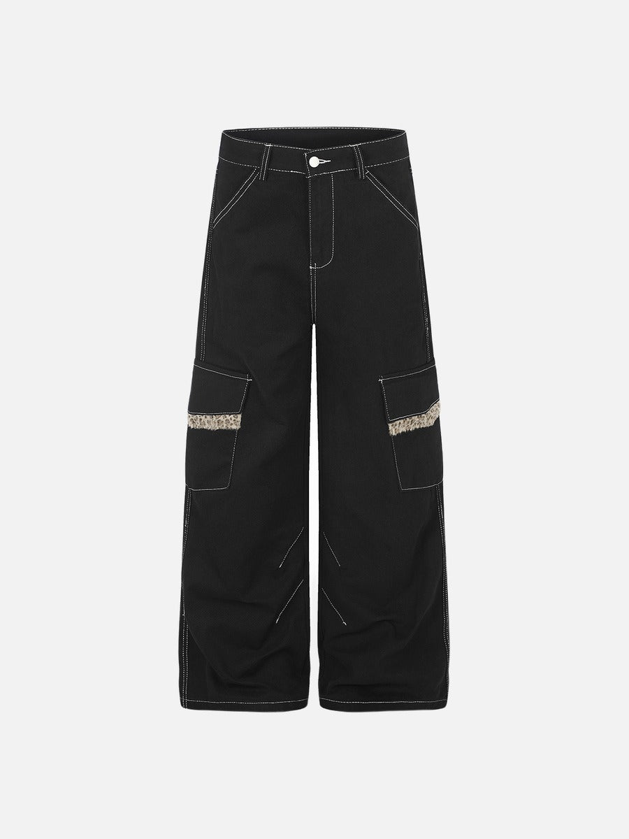 Animal Print Flap Cargo Pants