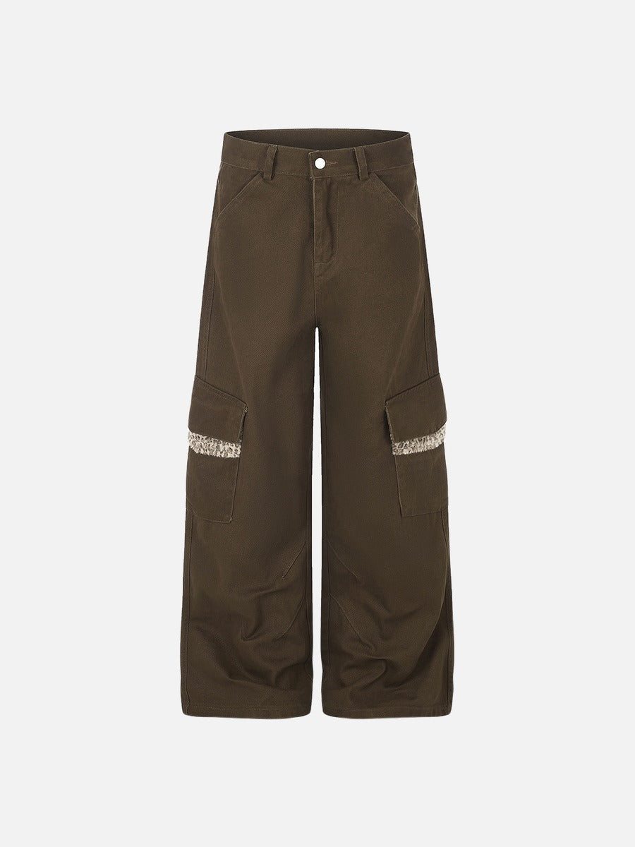 Animal Print Flap Cargo Pants