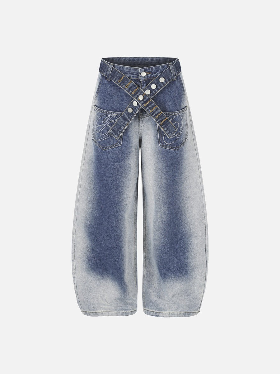Balloon-Silhouette High-Waisted Denim Jeans