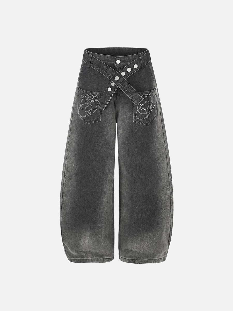 Balloon-Silhouette High-Waisted Denim Jeans