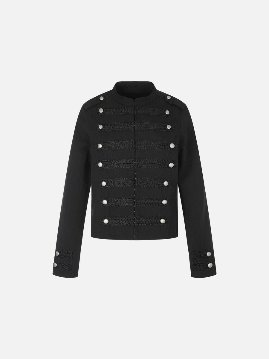 Black Cropped Military Design Jacket