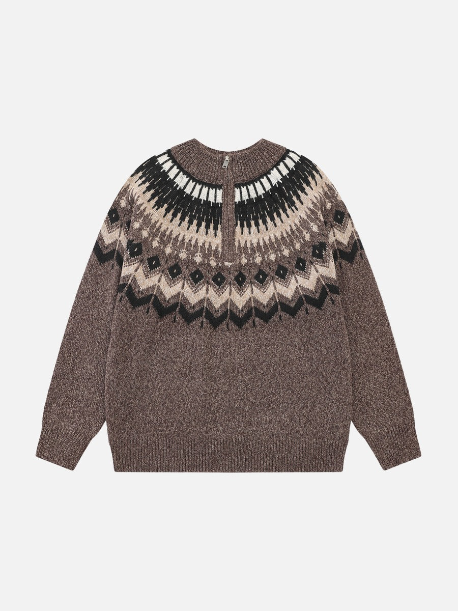 Bold Geometric Fair Isle Knit Sweater