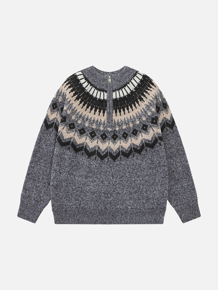 Bold Geometric Fair Isle Knit Sweater