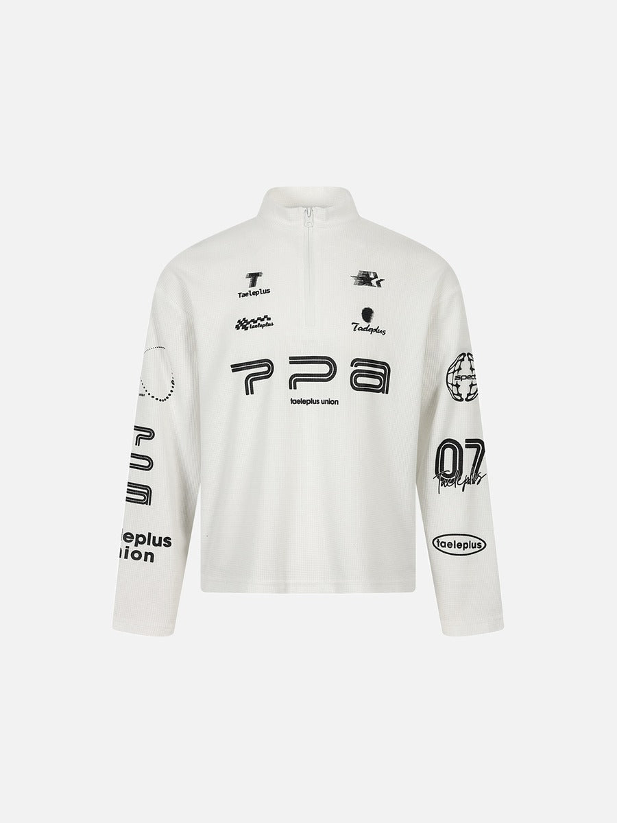 Bold Wavy Graphic Mock Neck Pullover