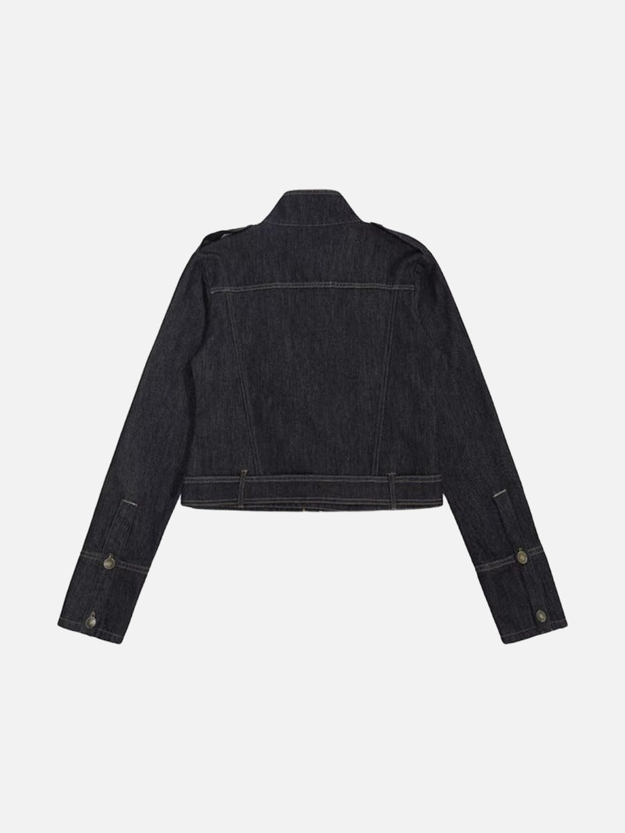 Cropped Military Denim Jacket