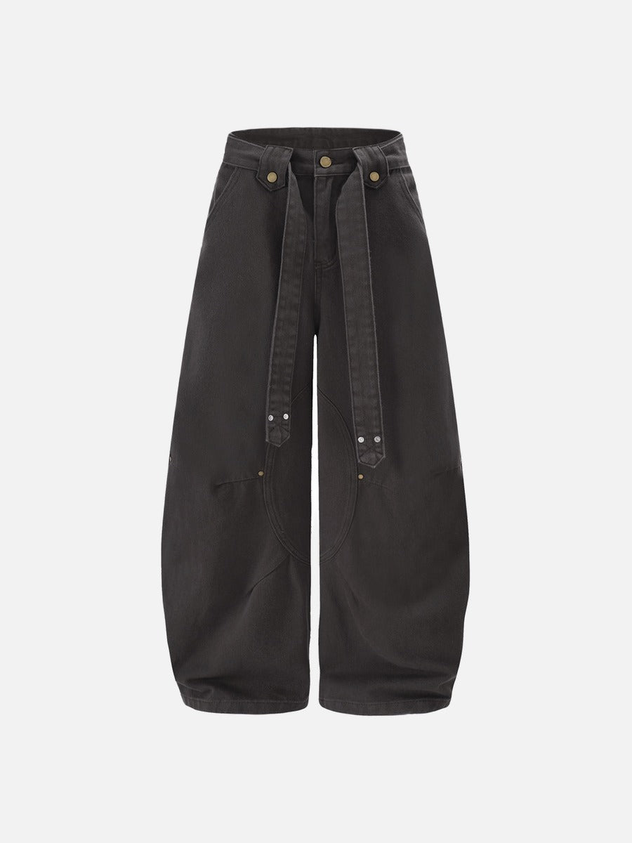 Distinct Curved Panel Wide-Leg Pants