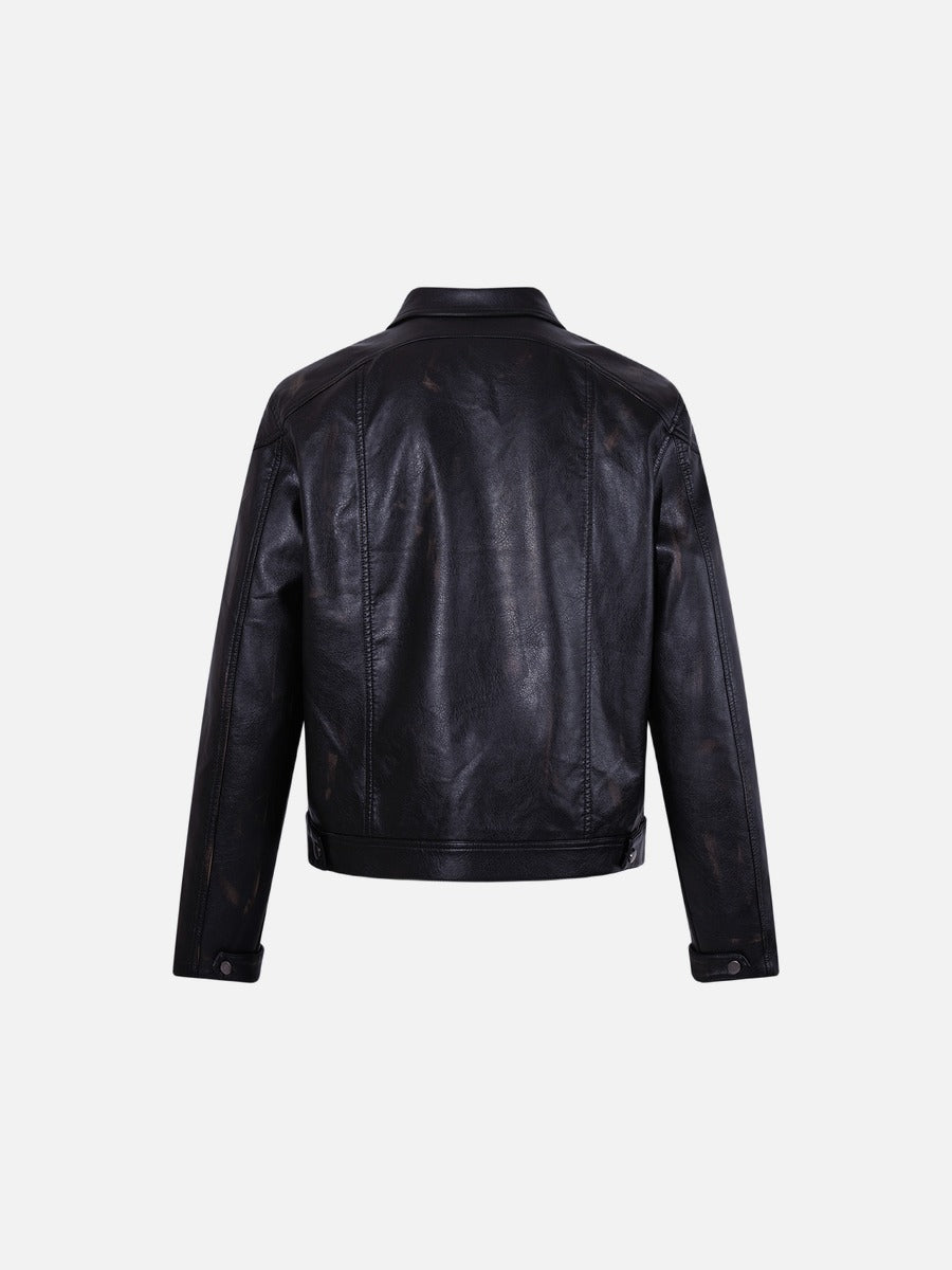 Distressed Black Faux Leather Jacket