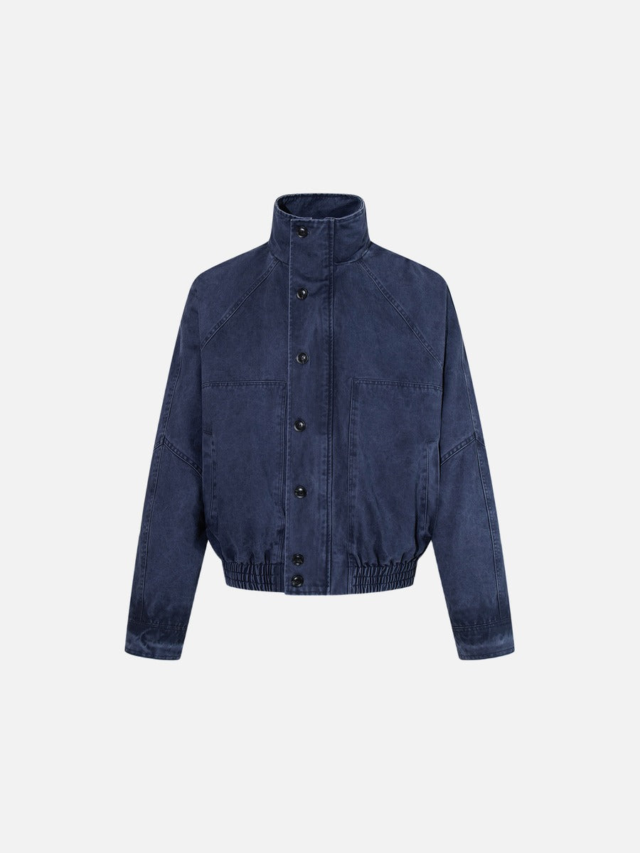 Distressed Blouson Bomber Jacket
