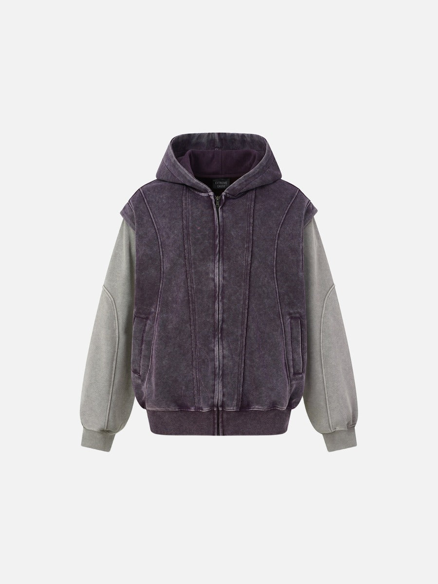 Deconstructed Seam Acid-Wash Long Sleeve T-Shirt