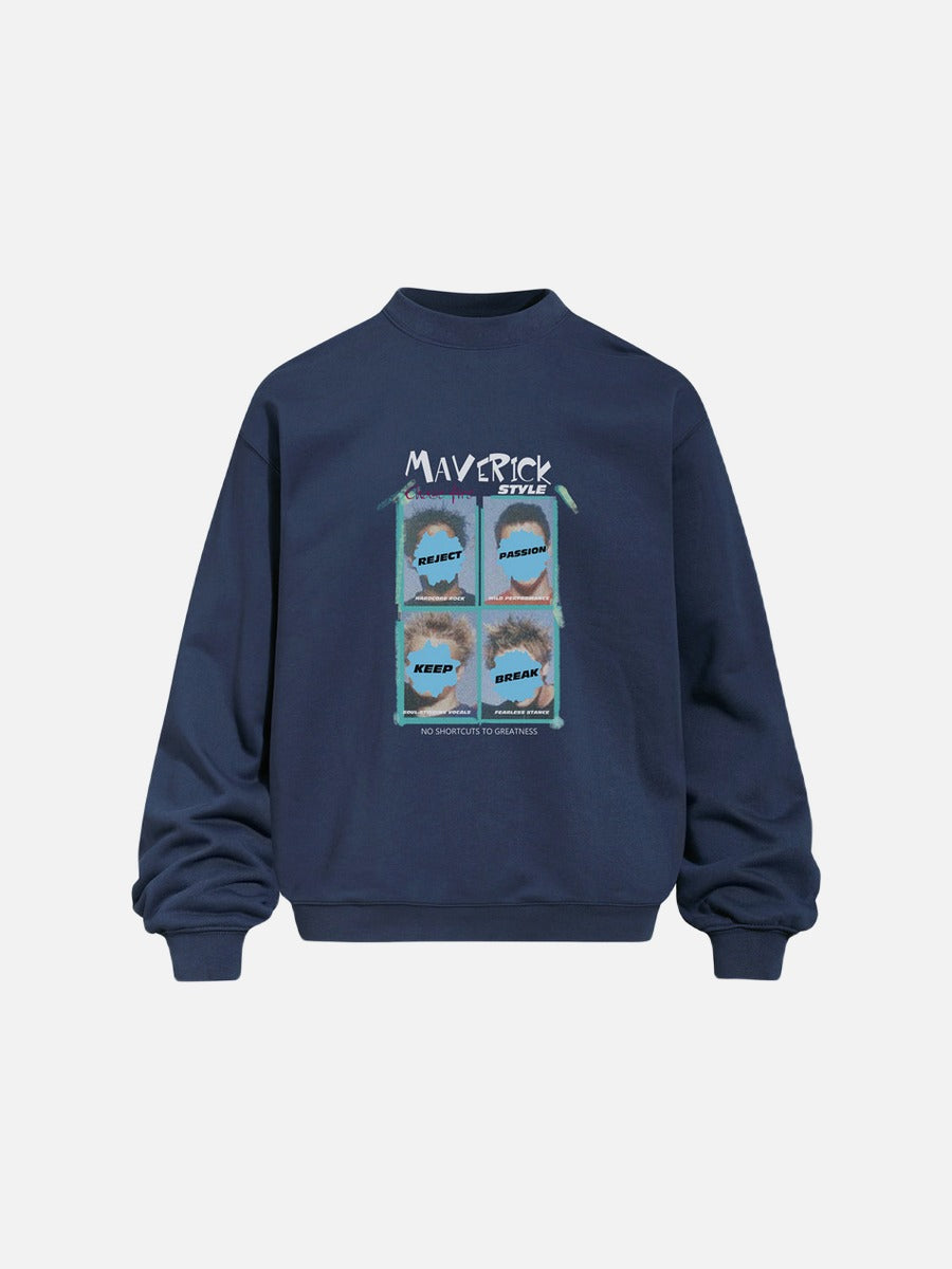 Distressed Graphic 2x2 Head Print Sweatshirt