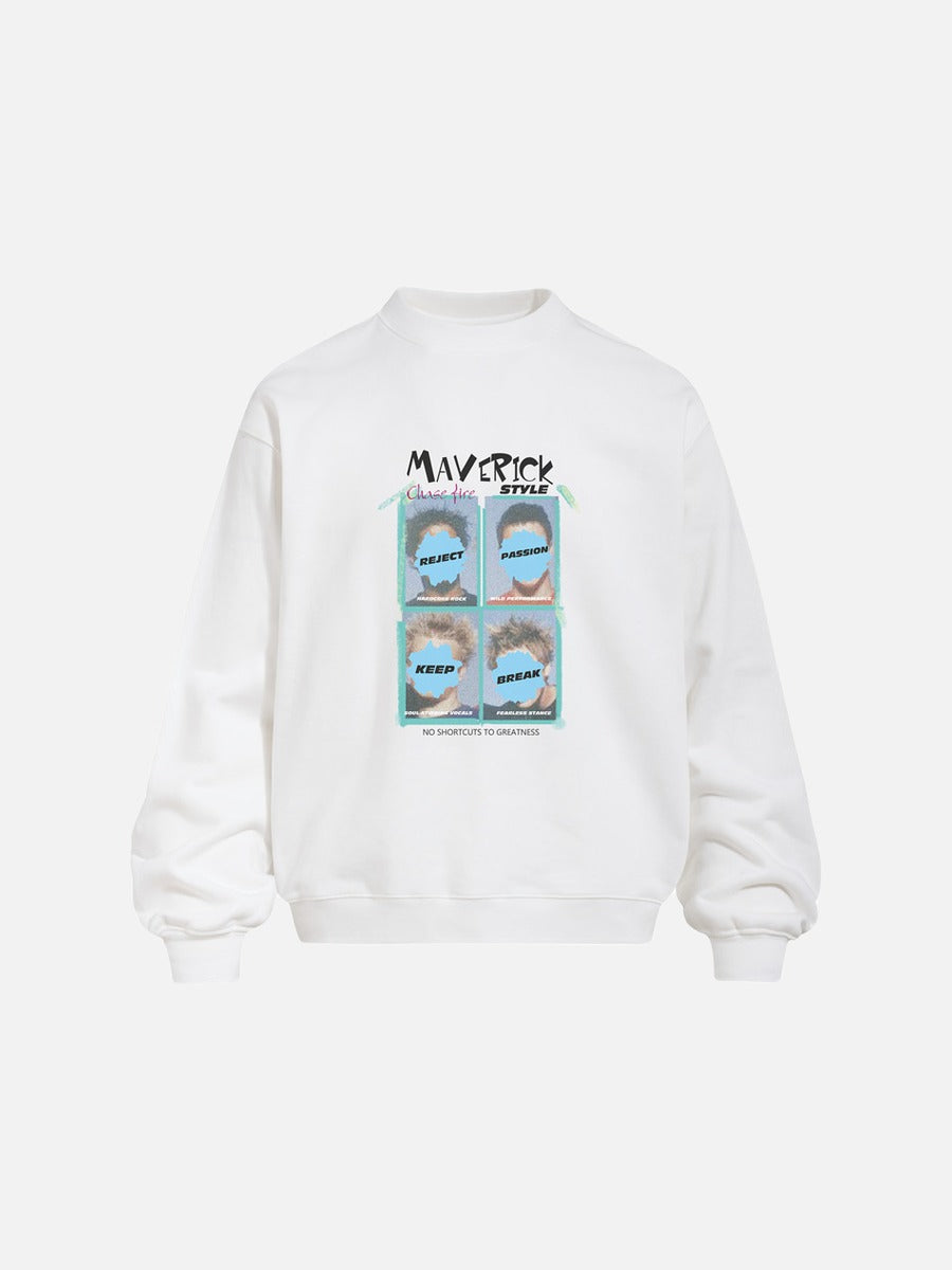 Distressed Graphic 2x2 Head Print Sweatshirt