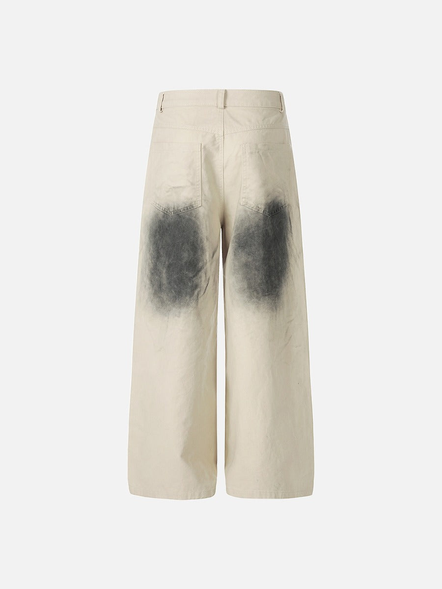 Distressed Number 10 Wide-Leg Pants