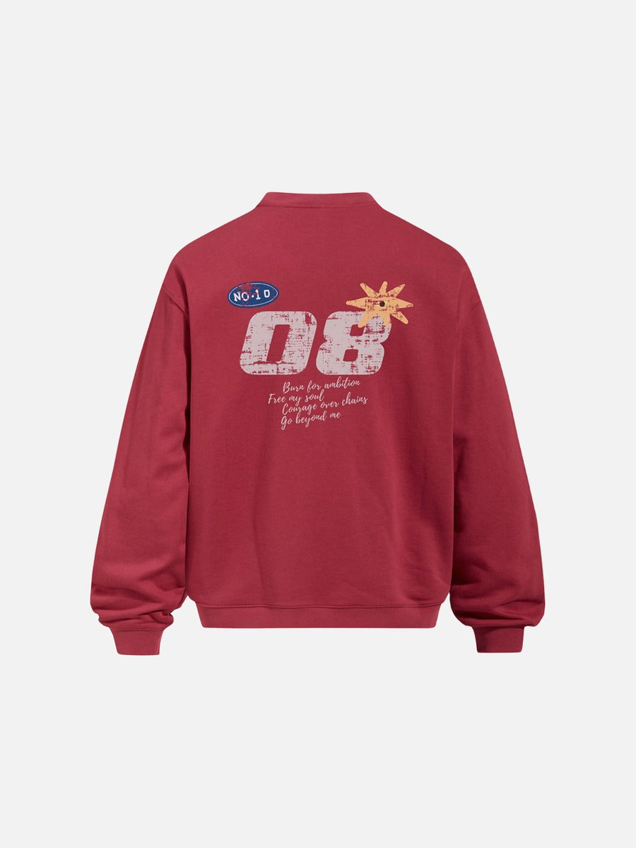 Distressed Number Graphic Oversized Sweatshirt