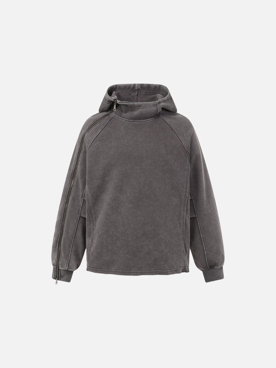 Distressed Oversized Zip-Hoodie