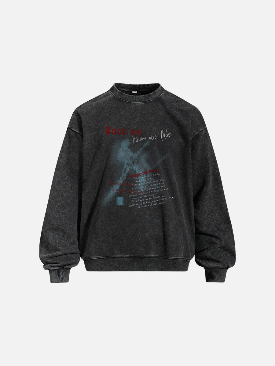 Distressed Red Multi-Text Graphic Sweatshirt