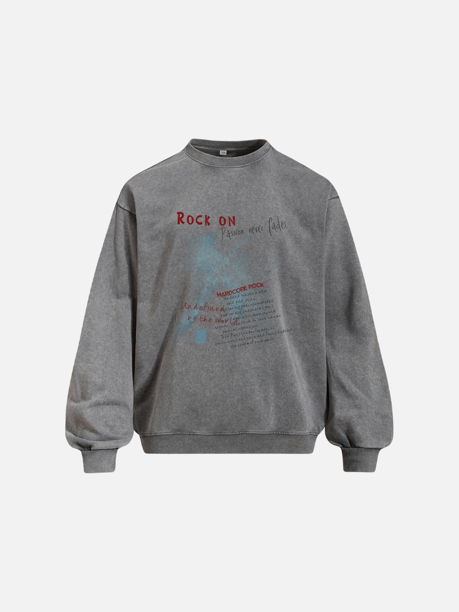 Distressed Red Multi-Text Graphic Sweatshirt