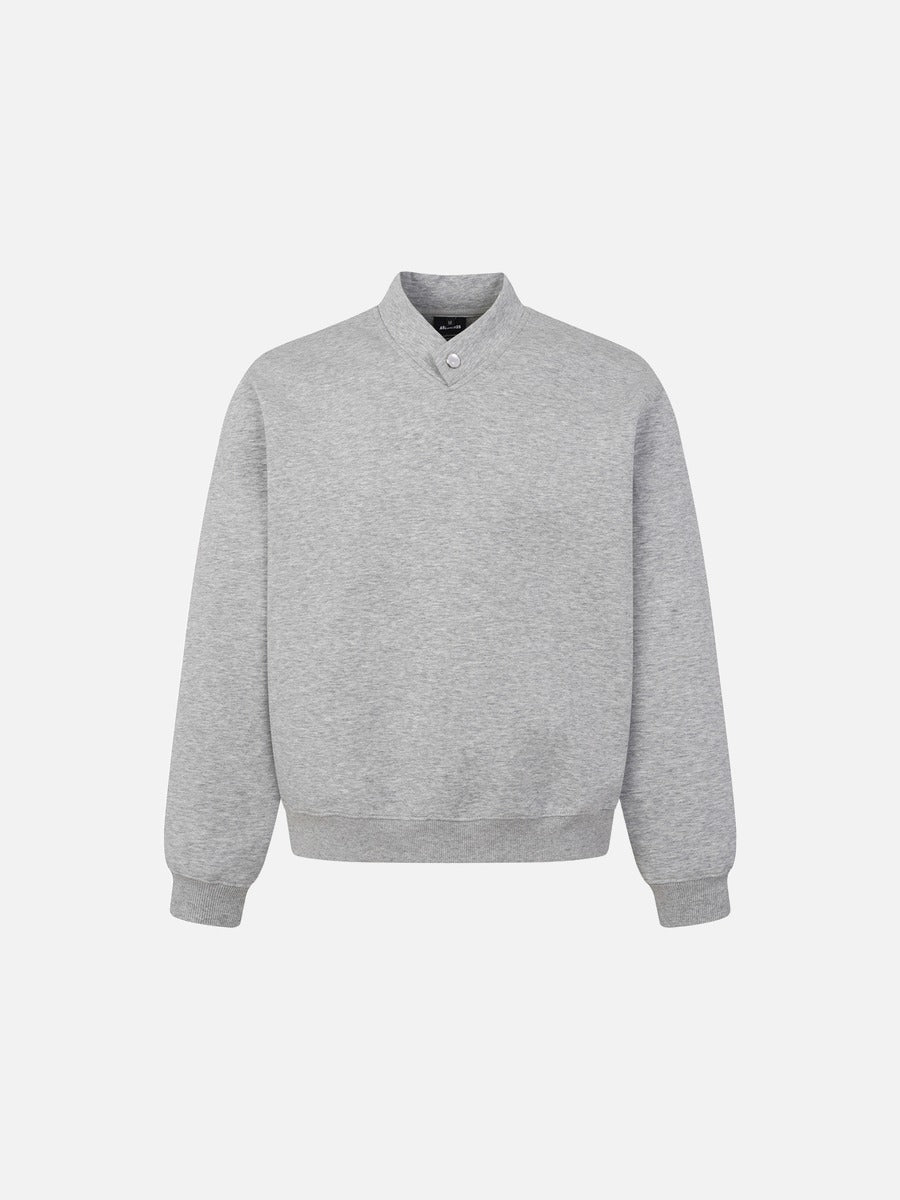 Dual-Collar Black and Grey Pullover Sweatshirt