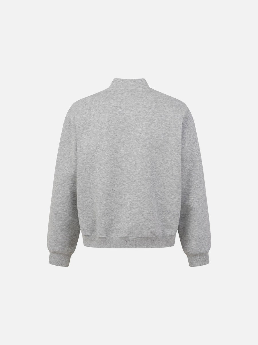 Dual-Collar Black and Grey Pullover Sweatshirt