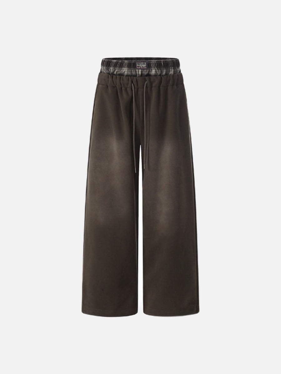 Faded Brown Straight-Leg Casual Pants