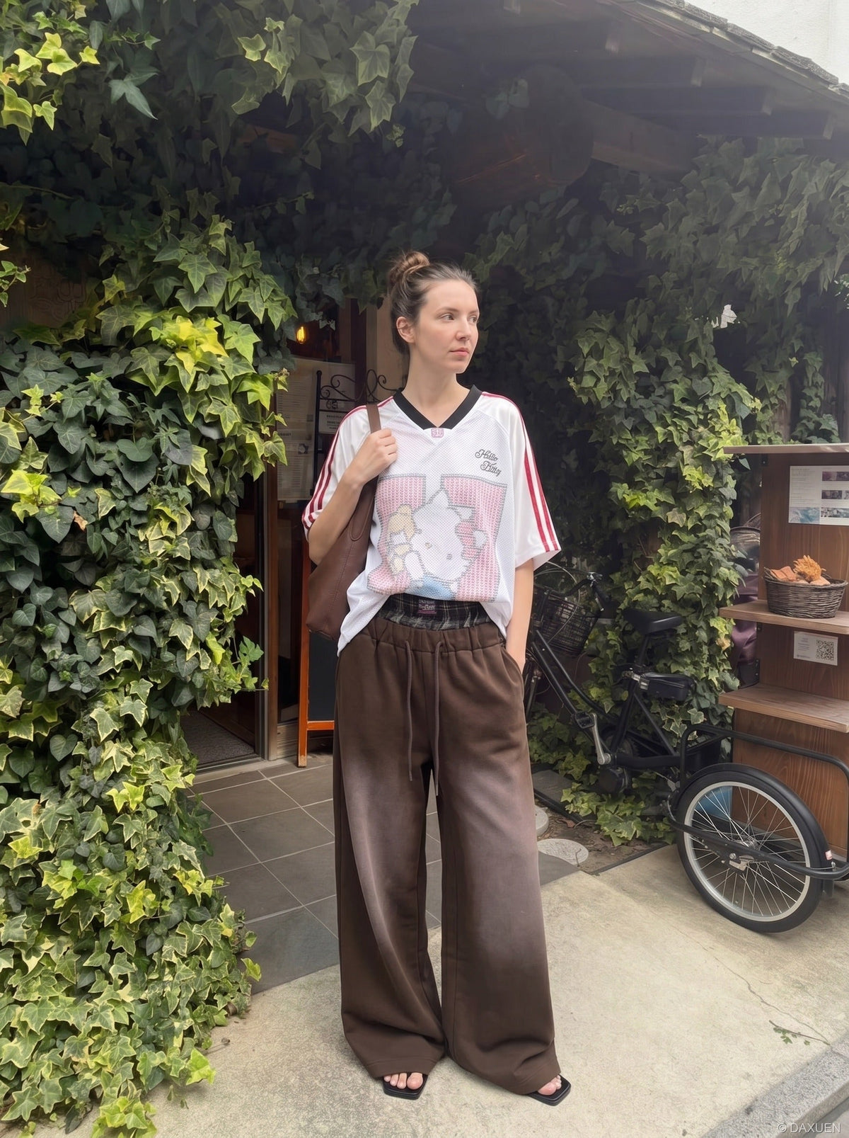 Faded Brown Straight-Leg Casual Pants