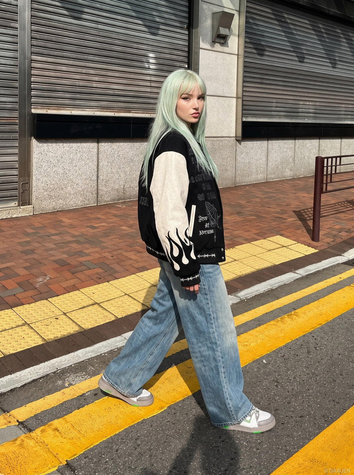 Faded Light Blue Wide-Leg Baggy Jeans