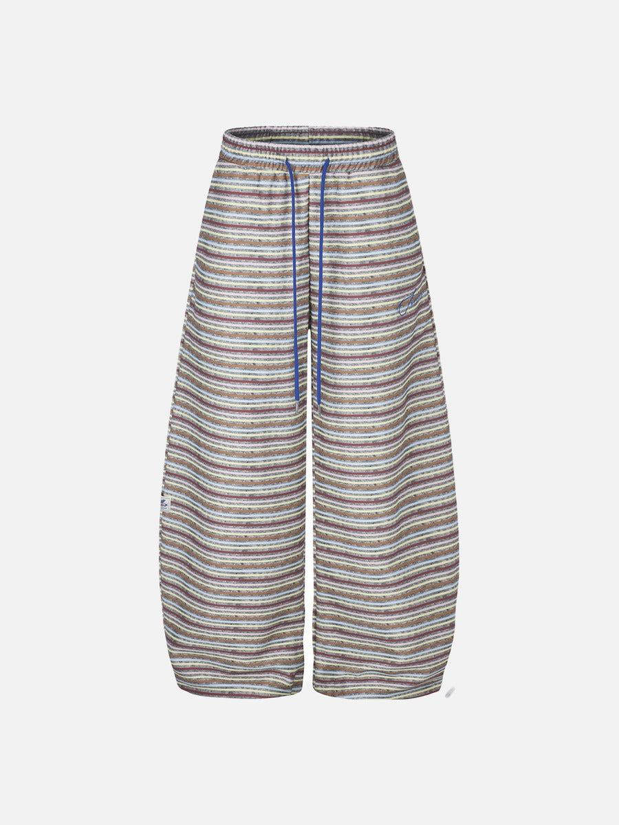 Horizontal Stripe Wide-Leg Trousers