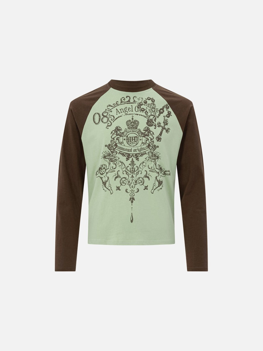 Intricate Heraldic Graphic Long-Sleeve T-Shirt