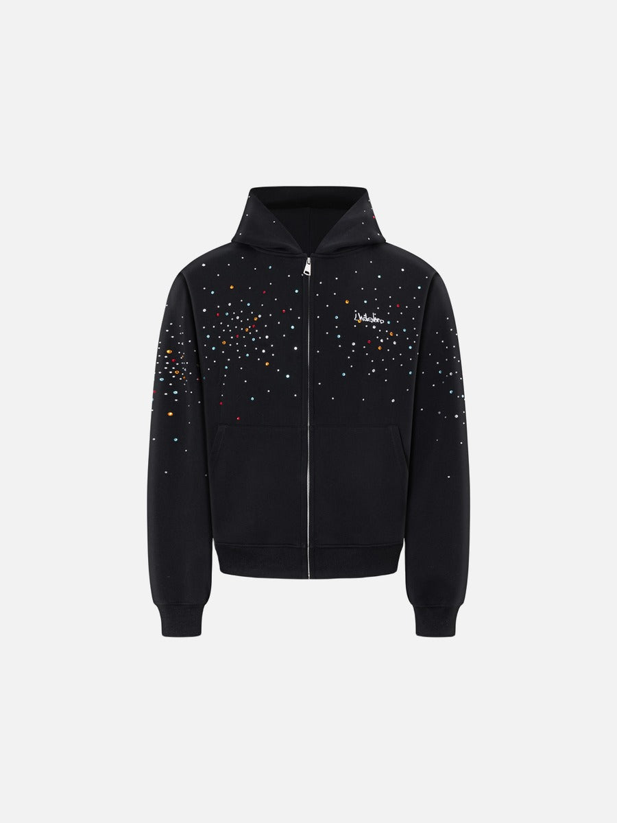 Iridescent Starry Effect Black Hooded Jacket