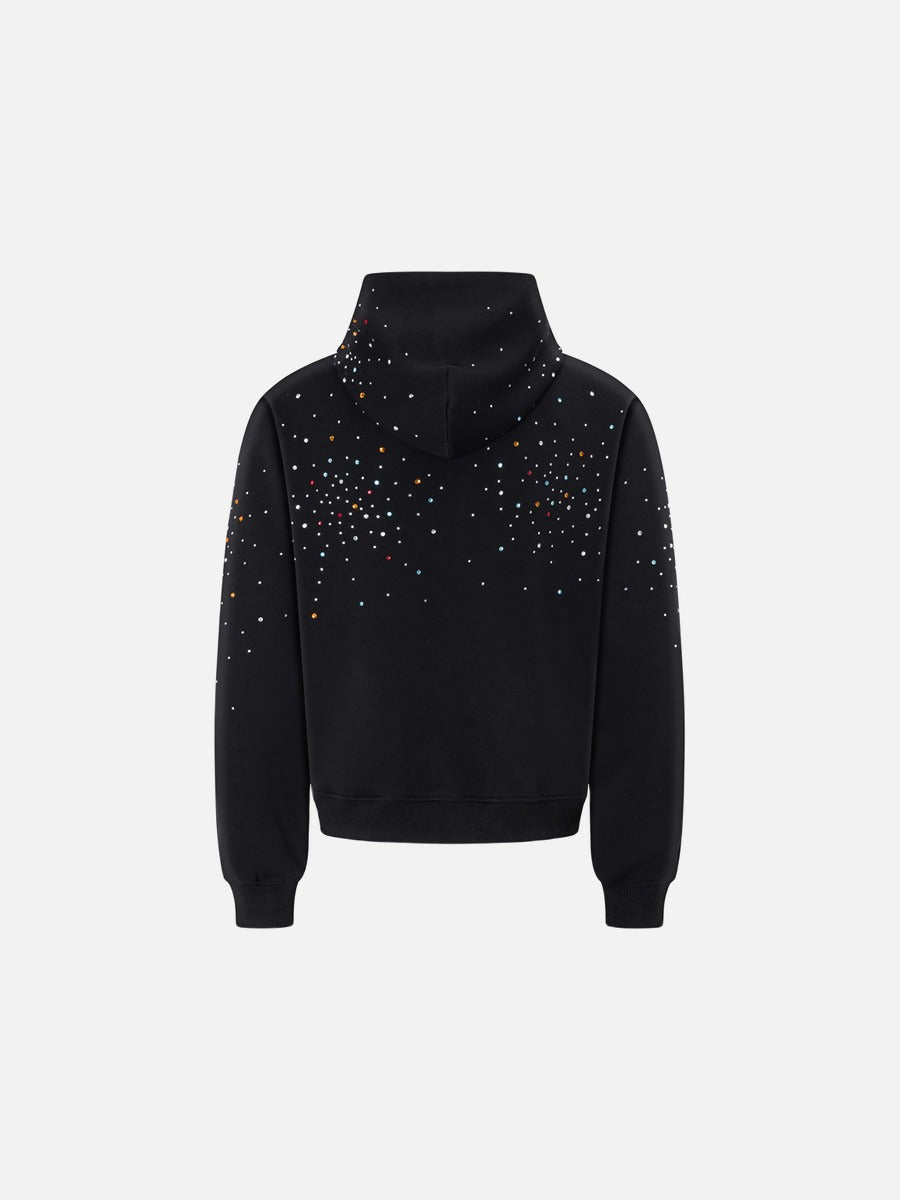 Iridescent Starry Effect Black Hooded Jacket