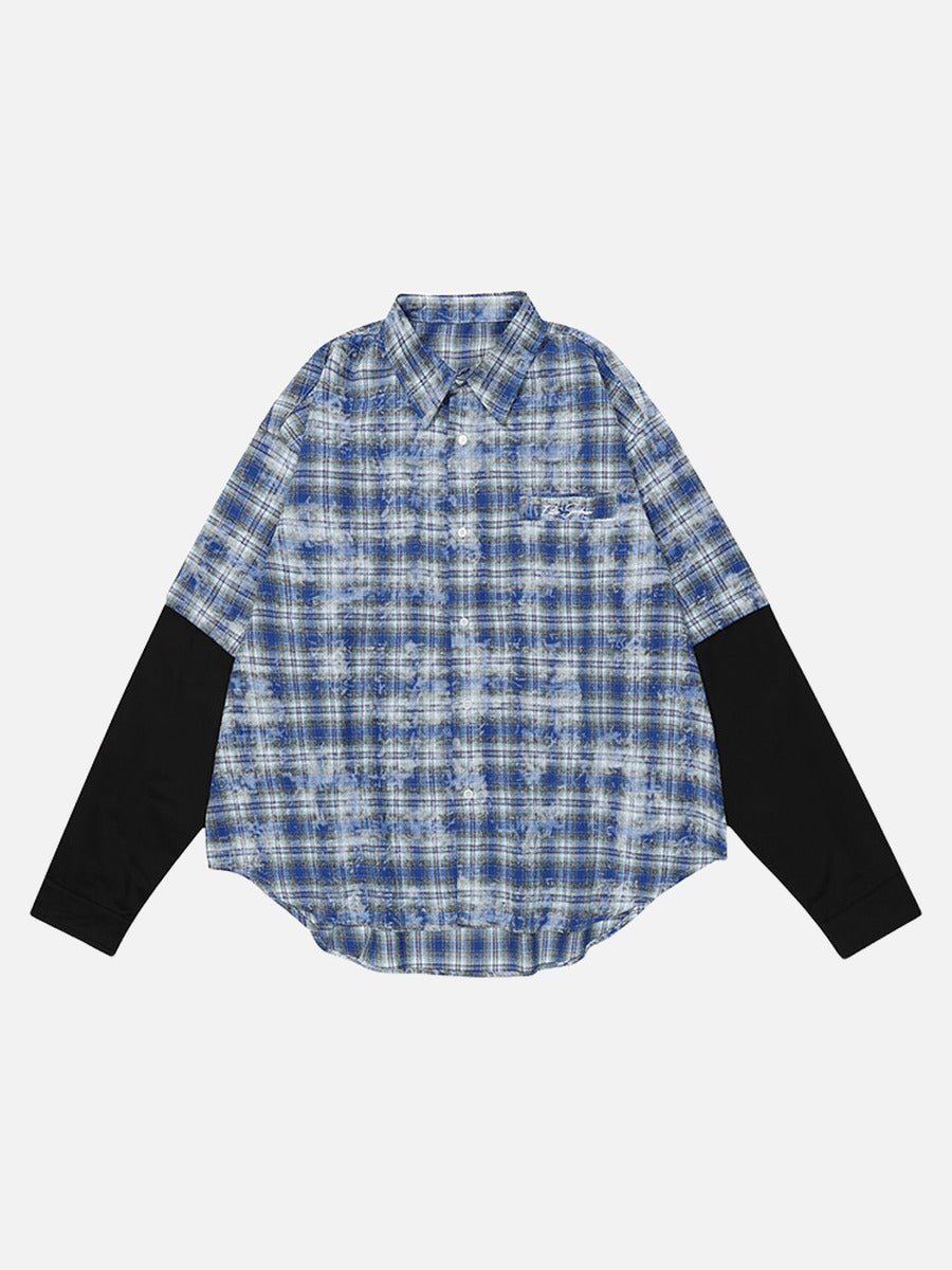 Layered Plaid Oversized Shirt