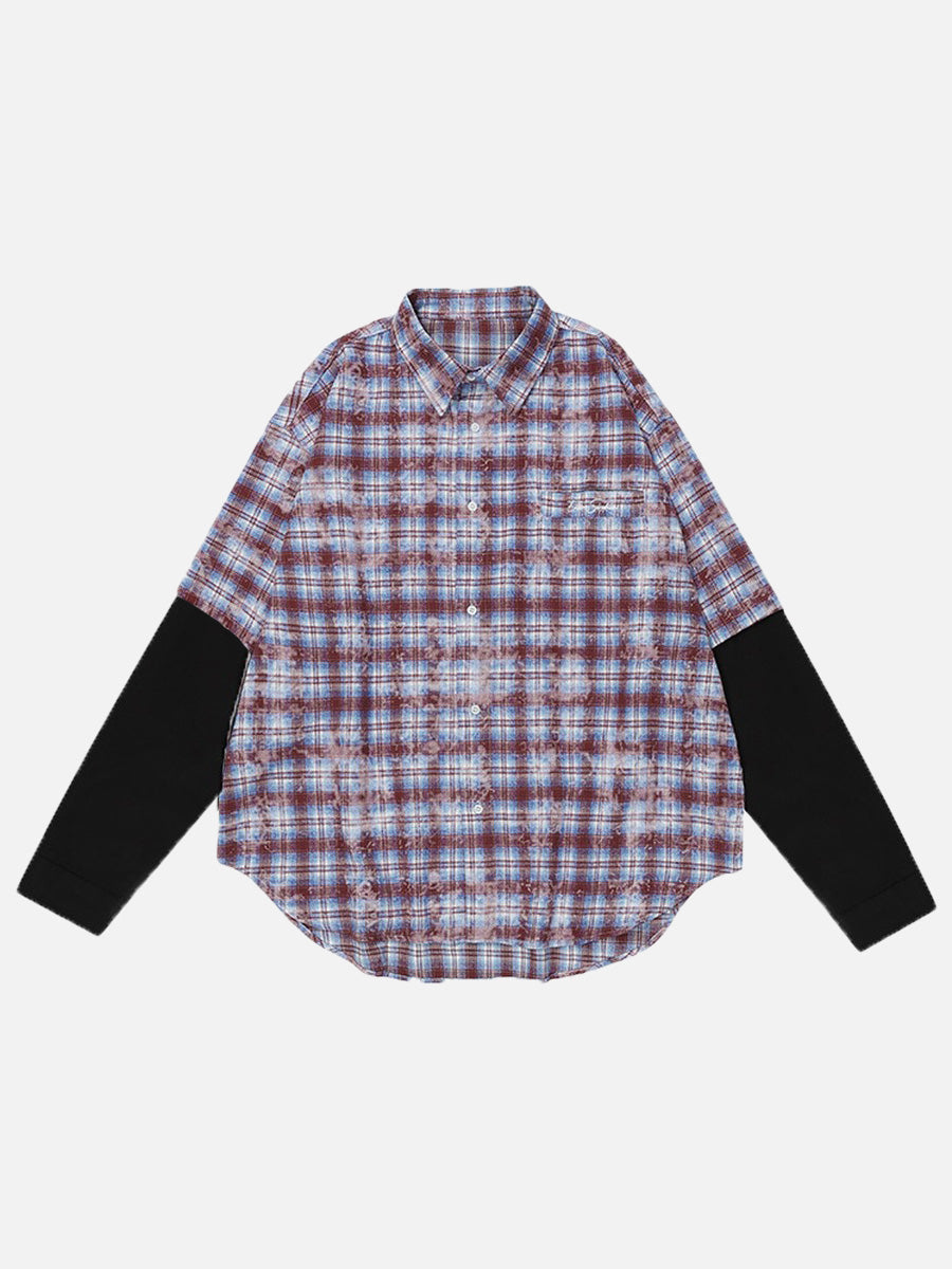 Layered Plaid Oversized Shirt
