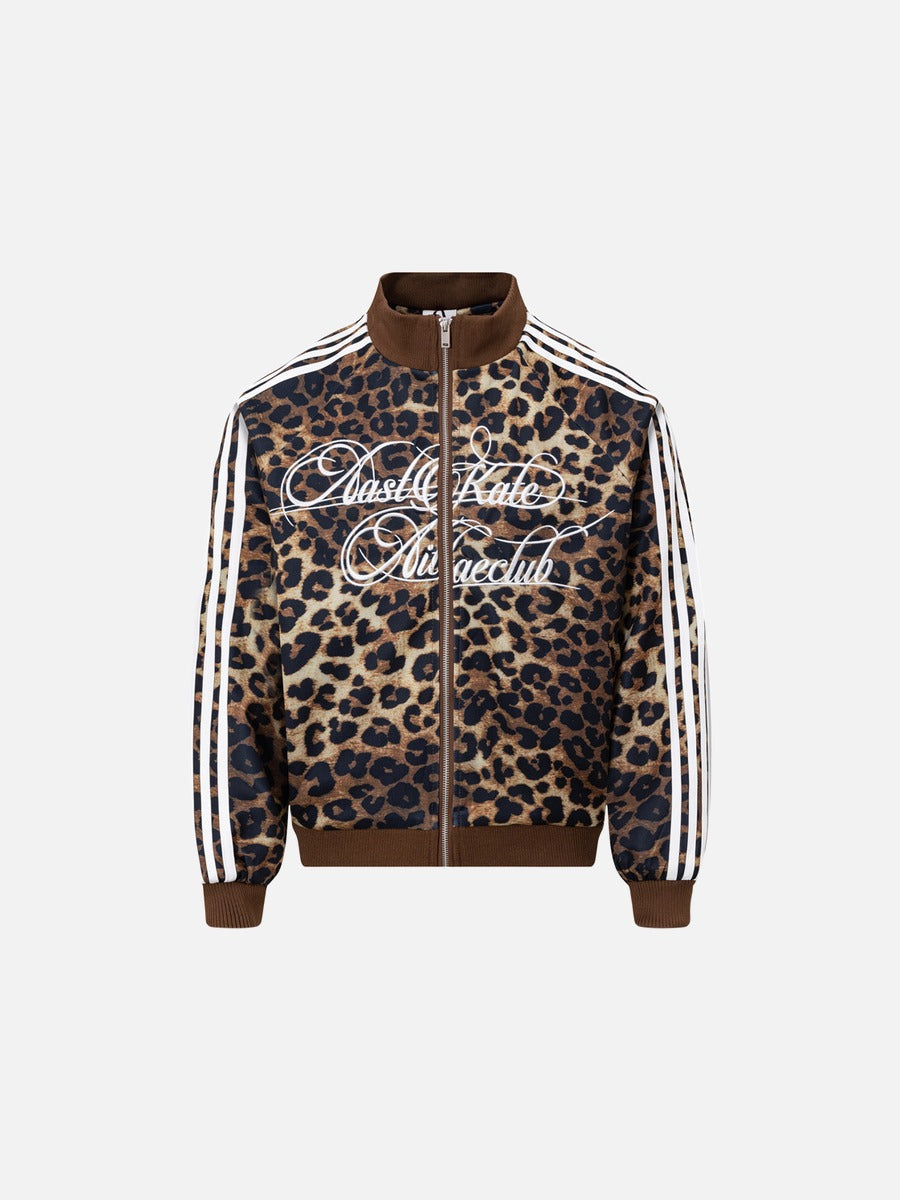 Leopard Print Full-Zip Track Jacket