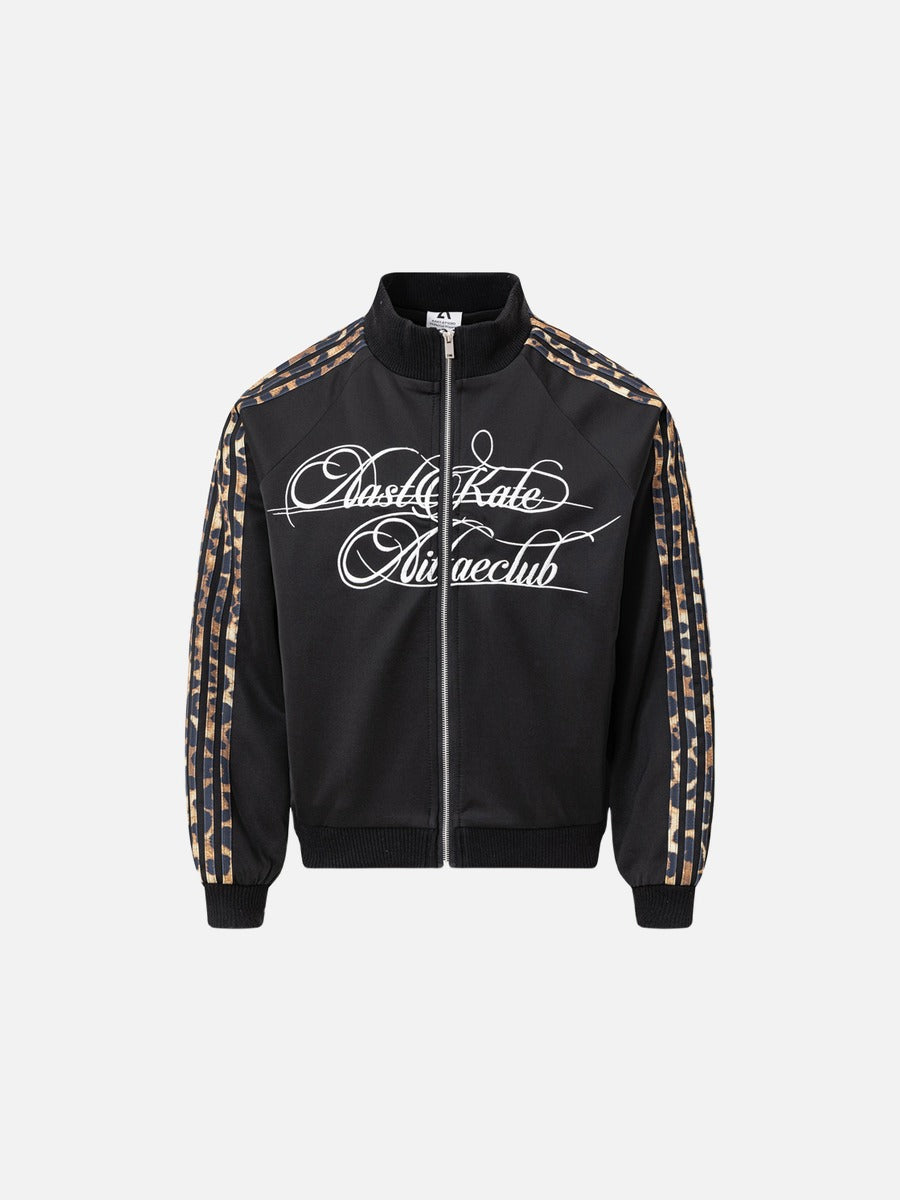 Leopard Print Full-Zip Track Jacket