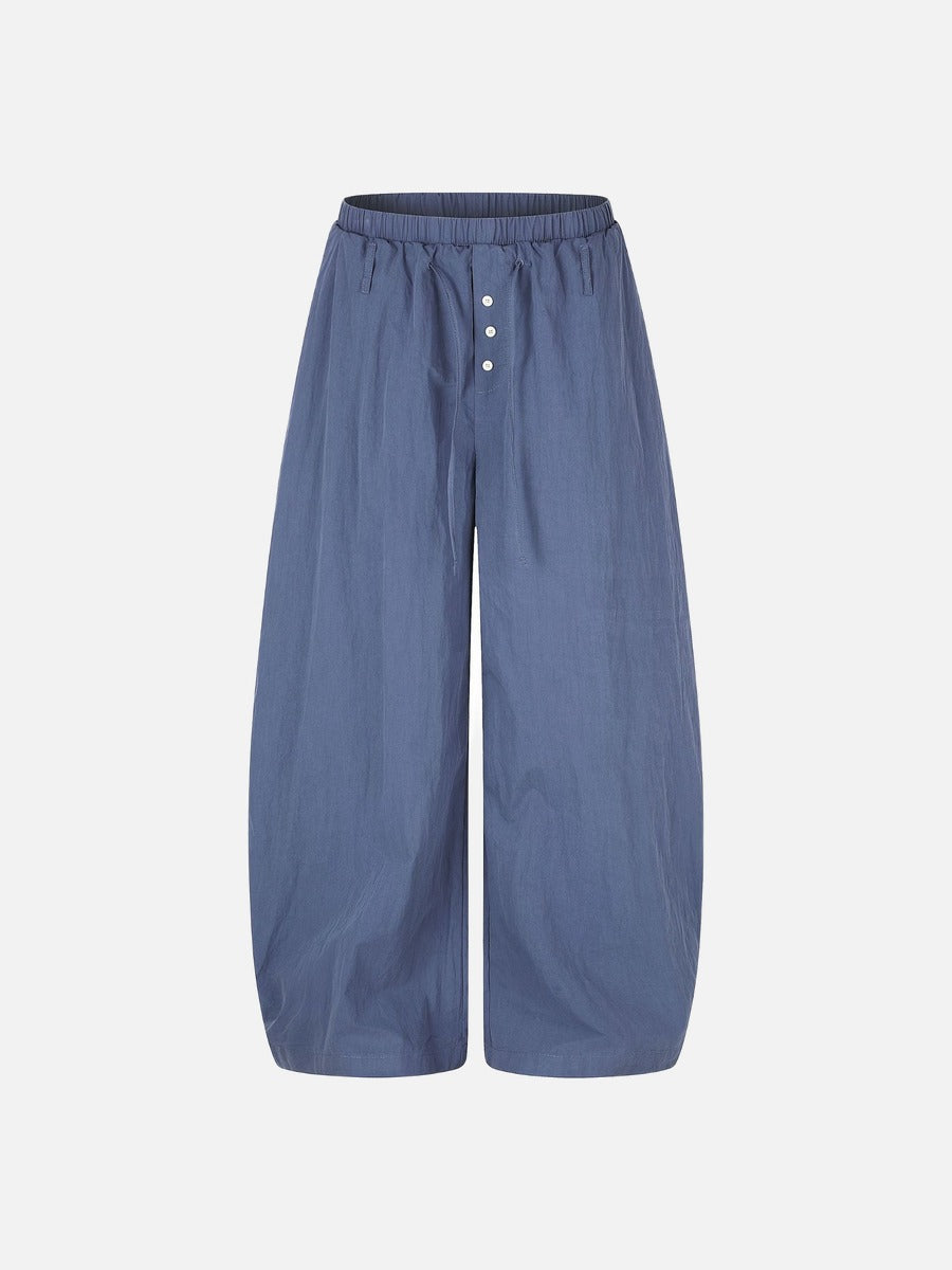 Light Blue Balloon Pants with Button Placket